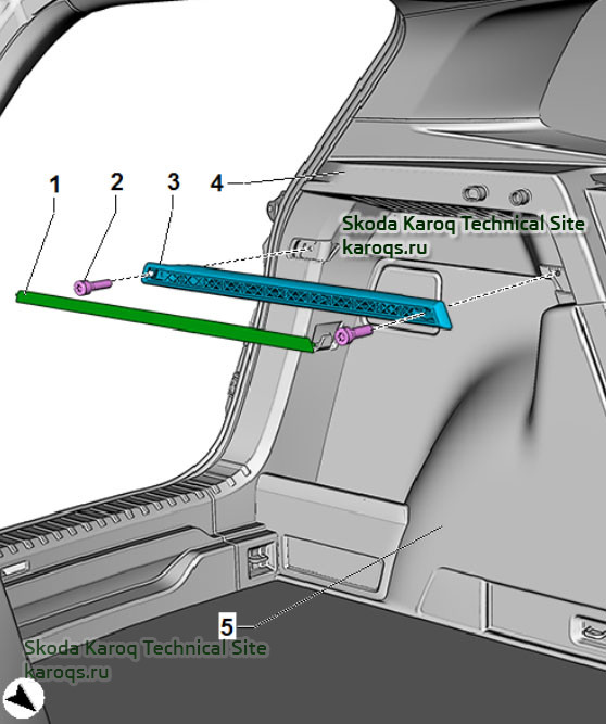 Removing and installing handles with luggage hook Skoda Karoq