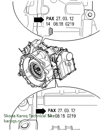 Gearbox 0cw Dq0 Dsg 7 Identification Characters Filling Capacity Skoda Karoq Technical Site